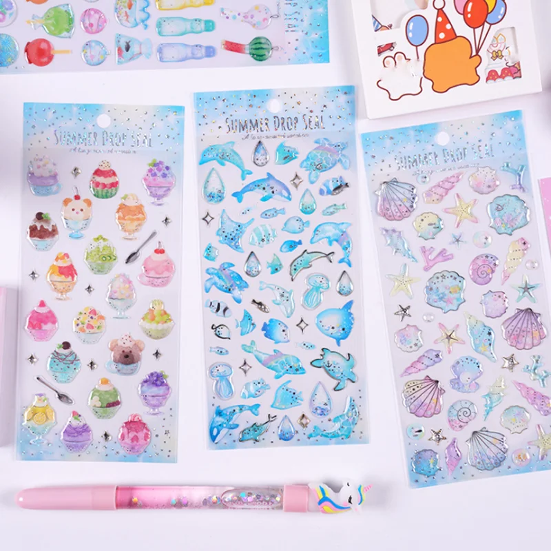 Crystal Epoxy Sticker Bronzing Translucent Three-dimensional Sticker Mobile Shell Decoration Sticker Ocean Shell Cake Sticker