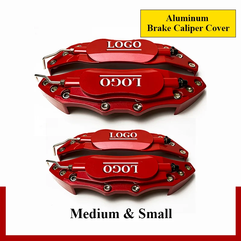 Alumínio 3D Disc Brake Caliper Covers Adesivo, Estilo da roda dianteira e traseira, Car Styling, Auto Acessórios, 5 Cores, S, Tamanho M, 4Pcs