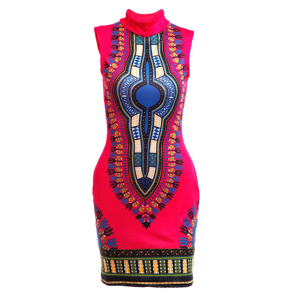 African Dresses for Women Sleeveless Elastic Dashiki Print Bazin Robe Africaine Ladies Clothes Female Dress Party Rich Clothing