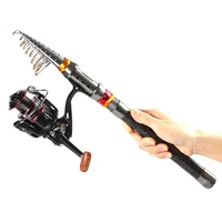 Conjunto de caña y carrete de pesca, set de caña de pescar giratoria de carbono telescópico de fundición de 1,8-3,6 m, palo de viaje corto, juego de cebo