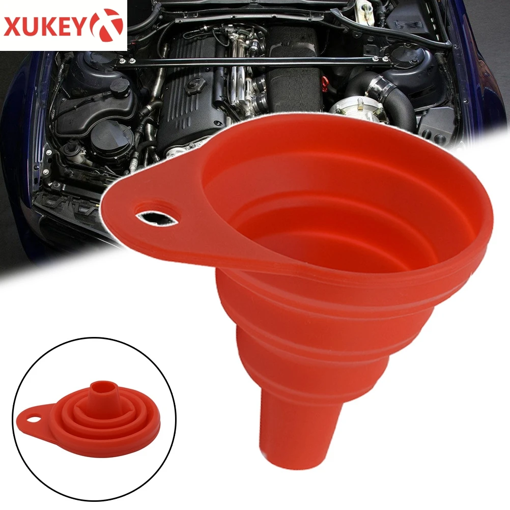 Collapsible Silicone Car Auto Engine Funnel Gasoline Oil Fuel Petrol Diesel Liquid Washer Fluid Change Fill Transfer Universal