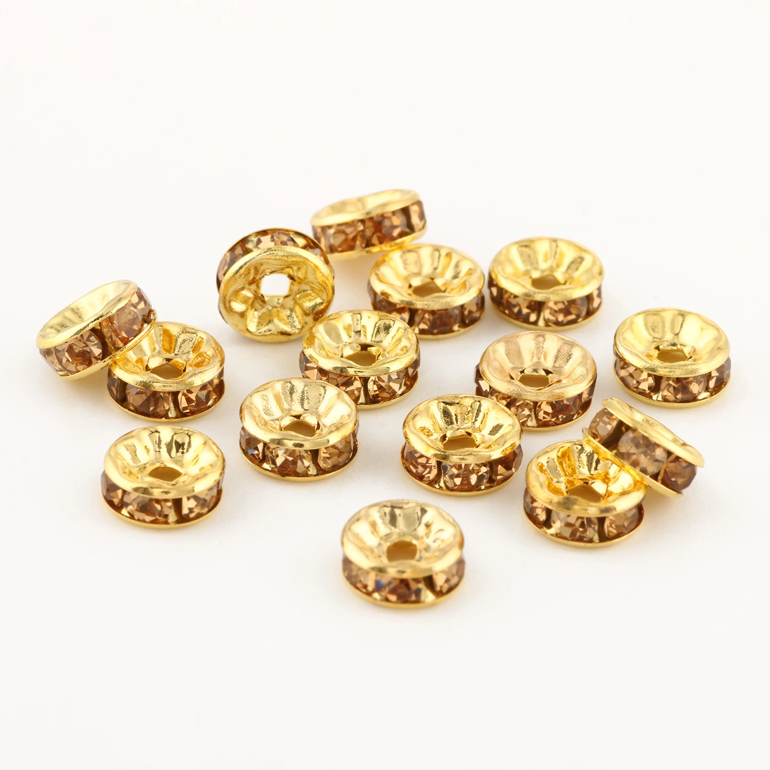 50 teil/los 6mm 8mm 10mm AB Farbe Strass Ball Form Lose Perlen Metall Kristall Perlen für schmuck Machen DIY Zubehör