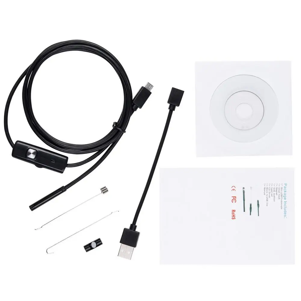 Car Mini USB Endoscope Camera Type-C 0.3MP Snake Inspection Camera Waterproof Borescope With 6 Adjustable LED Lights For Android