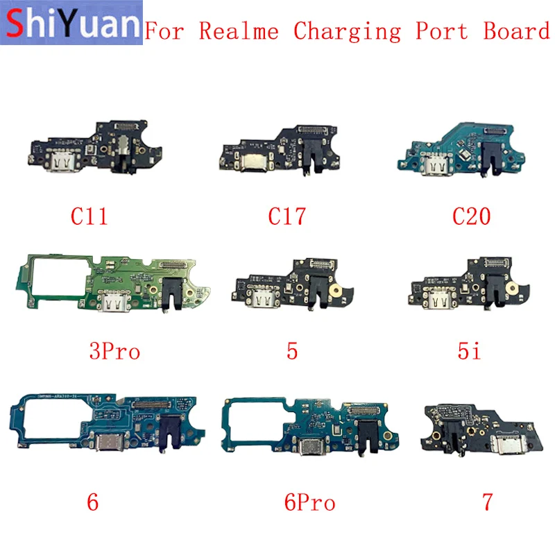 

USB Charging Port Connector Board Flex Cable For Realme C11 C12 C15 C17 C20 3Pro 5 5i 6 6i 6Pro 7 7Pro Replacement Parts