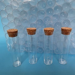 100 adet/paket 25*95mm düz tabanlı şeffaf plastik Test tüpü Ttransparent Test tüpü çay tüp paket mantar ile