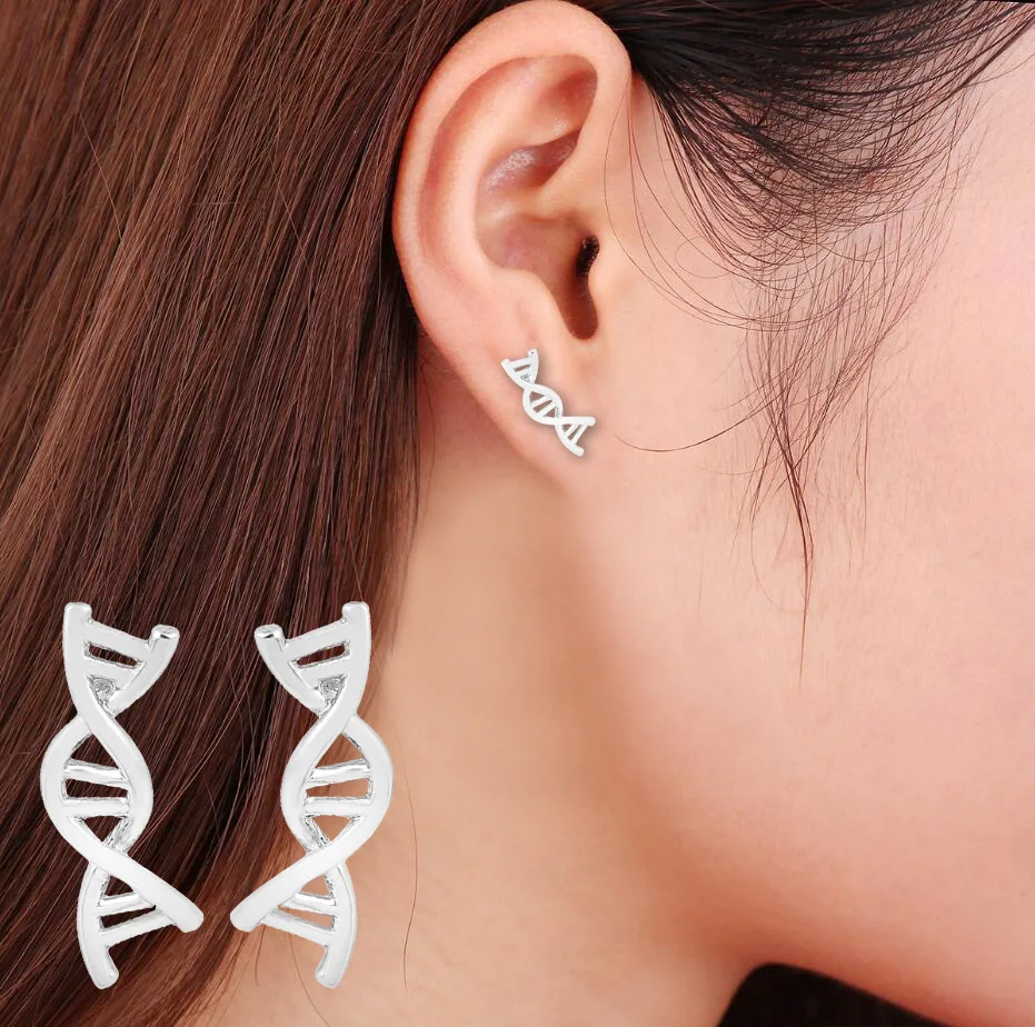 Punk Boho Geometrical DNA Stud Earrings Biology Chemistry Molecule Jewelry Earrings For Women lovers Teacher Scientist Gifts