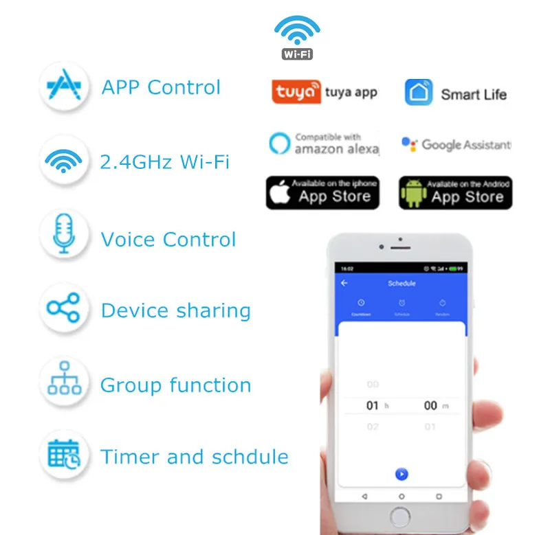 Módulo Interruptor Tuya WiFi, 4 Dispositivo de Modificação Gang, AP Timing, Controle de Voz, Alexa, Google Home, Precisa Usado com Gateway