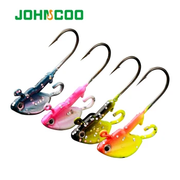 Johncoo 5 pçs gabarito cabeça gancho 3.5g 6g cabeça de peixe para a isca macia sem-fim gancho multicolorido metal ganchos de pesca cabeça