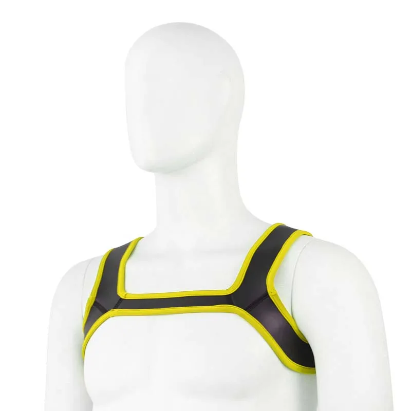 Neoprene Fetish Harness Men BDSM Gay Chest Harness Belts Punk Rave Body Bondage Clothing Sexy Male Crop Tops for Puppy Play