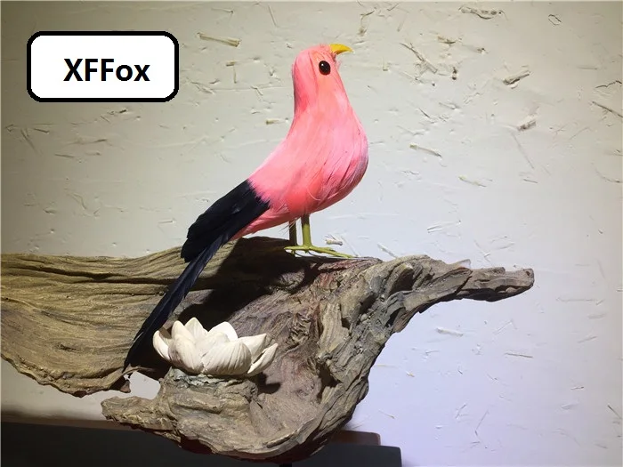 creative real life pink&black bird model foam&feather simulation cute bird gift about 16cm xf2549