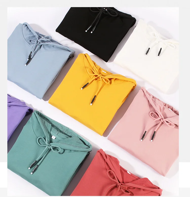 Spring Autumn Women Hoodies Solid Hooded Cotton Quality Hoodie Loose Harajuku Knitwear Multicolor Womens Pullovers Streetwear