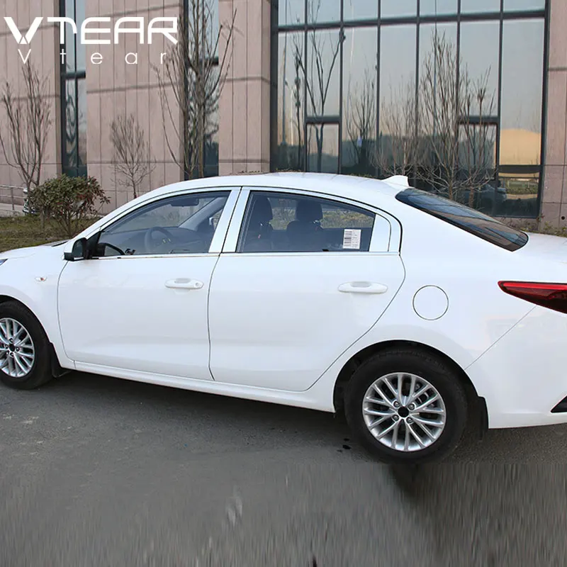 Vtear For Kia Rio 4 Accessories car window trim cover Chromium Styling plate Exterior car-styling decoration parts 2017-2019
