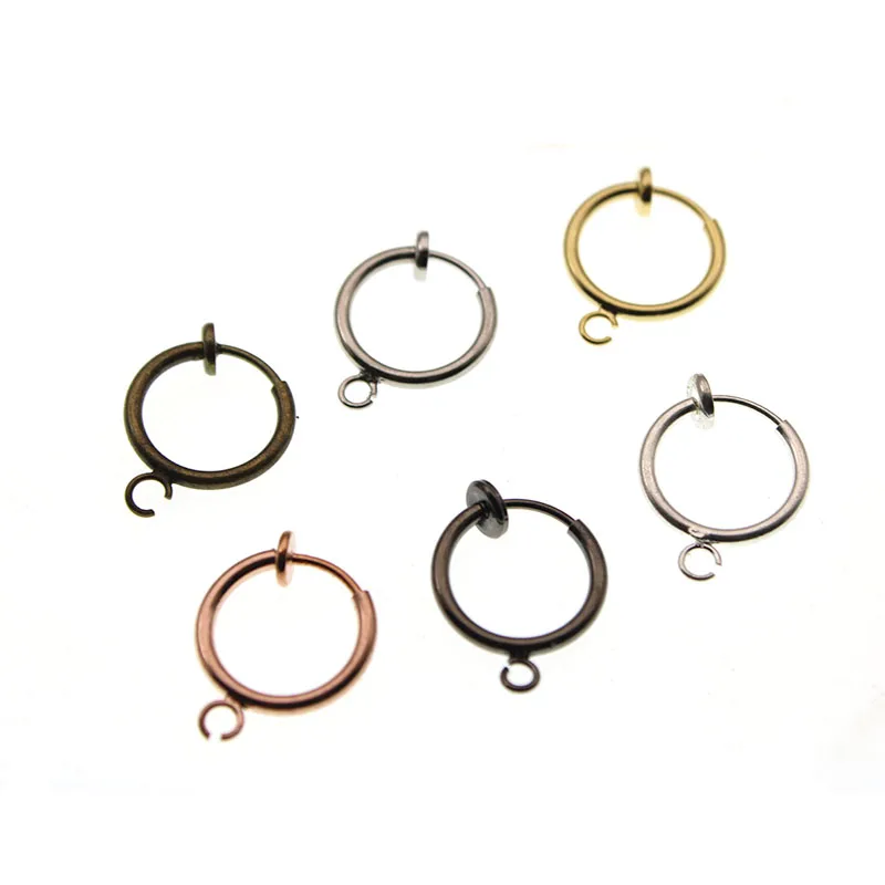 10pcs/lot 13mm Brass French Ear Clip Earrings Without Piercing Jewelry Findings Non-Pierced Earring Hook Clasp with Loop DIY