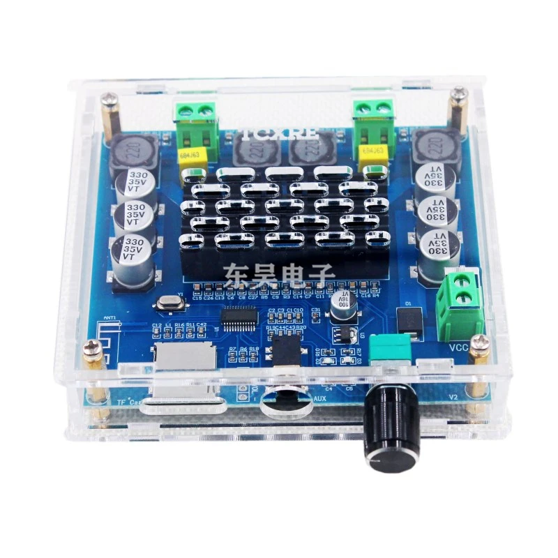 Placa amplificadora de potencia Digital Xh-a105, Bluetooth 5,0, compatible con Aux con potenciómetro Dual de 100W, alta potencia de 12-30v