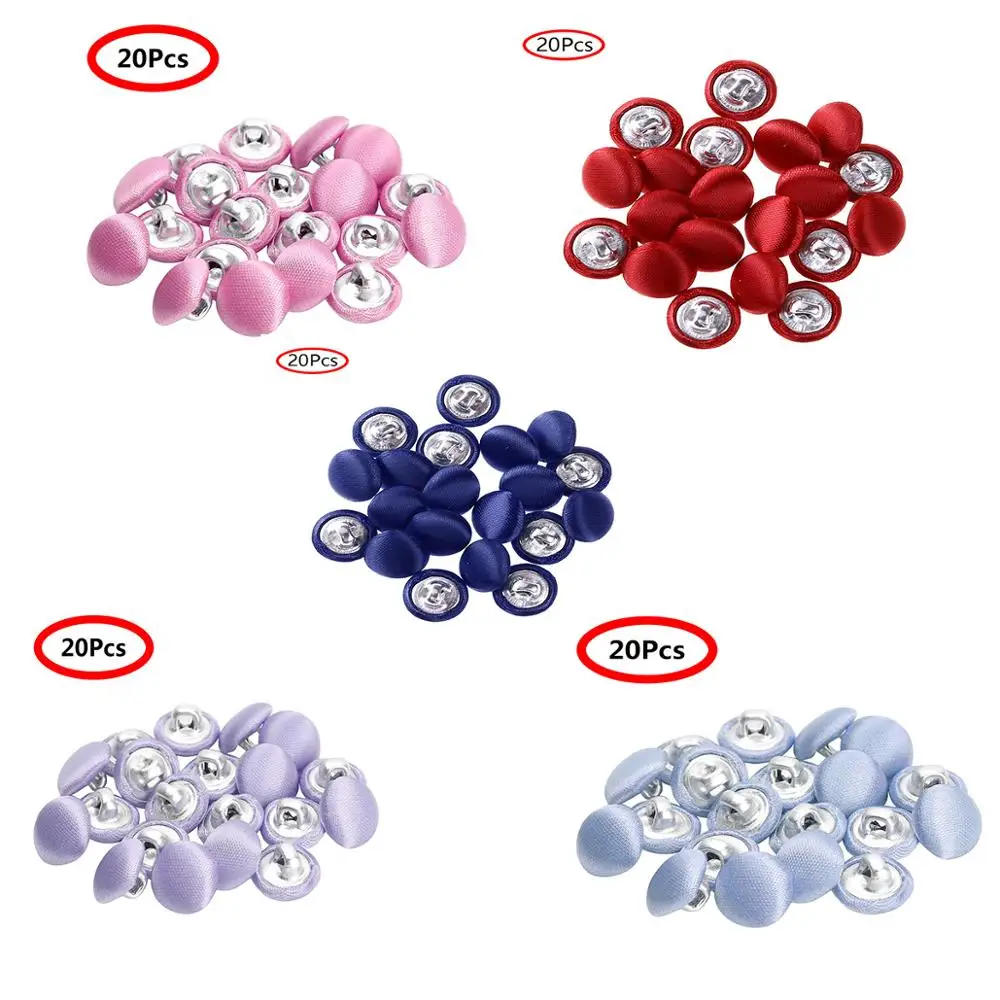 20Pc Round Mini Satin Covered Metal Buttons Wedding Dress Suit Decorative Buttonhole Botones DIY Sewing Shank Button for Clothes