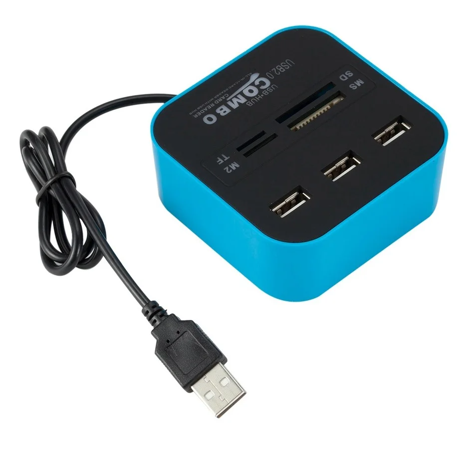 Grwibeou 3 portas usb2.0 hub combinação usb micro leitor de cartão sd/tf usb divisor hub combo tudo em um para computador portátil acessórios