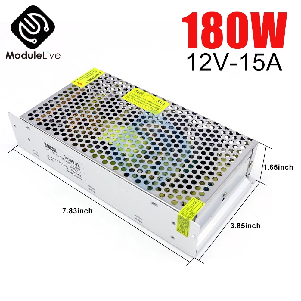 Dc 12V 15A 180W Voeding Verlichting Transformator Voor Led Strip Licht Schakelende Adapter Driver Gereedschap