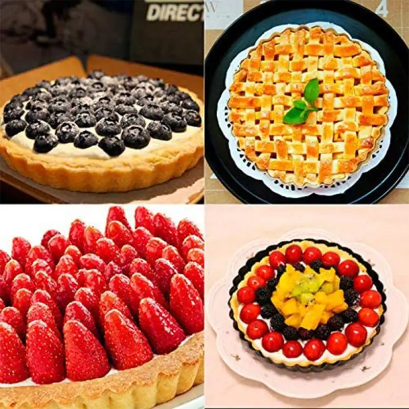 5/8/9Inch Non-Stick Tart Quiche Flan Pan Molds Pastry Cake Pizza Bakeware with Holes Removable Loose Bottom Round Pie Tray Tools