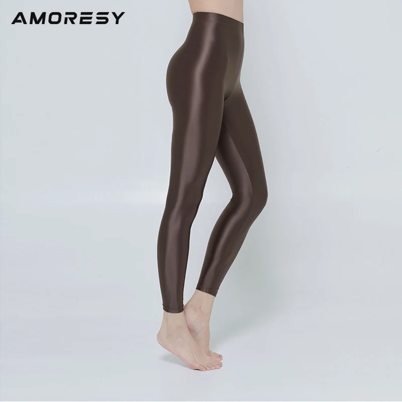 AMORESY new color M-3XL satin gloss opaque leggless pants shiny wet look tights sexy stockings Japanese slim high pants