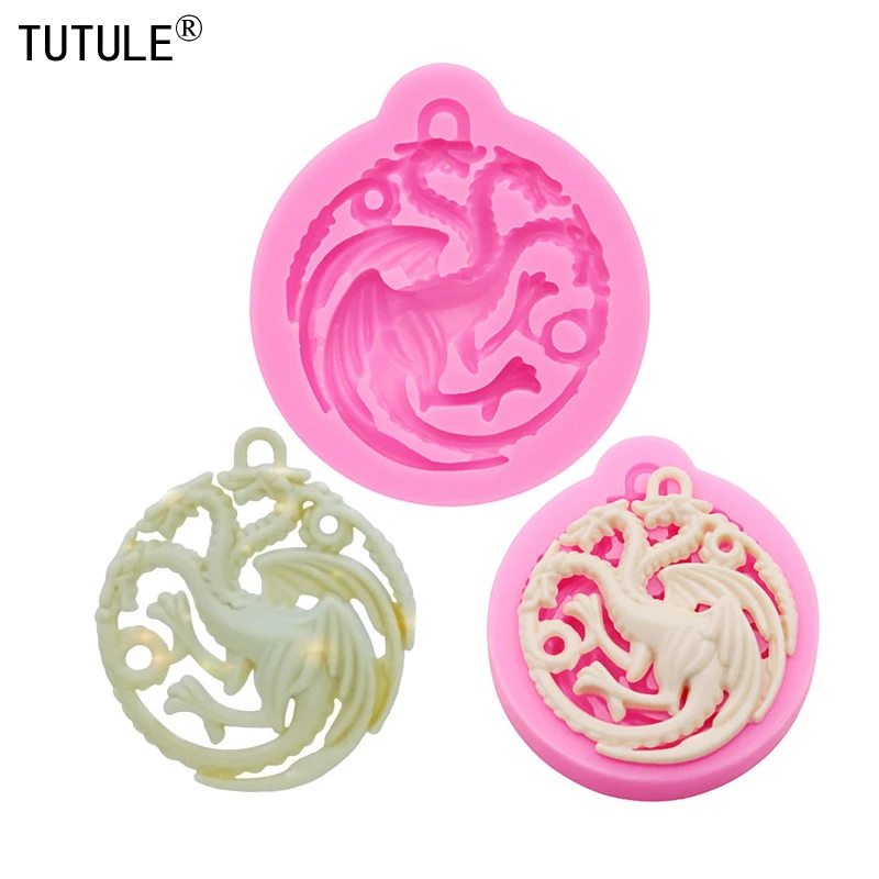 Gadgets Three headed dragon keychain silicone mold Making Soap adorable kawaii Polymer clay ​Resin Silicone Mold