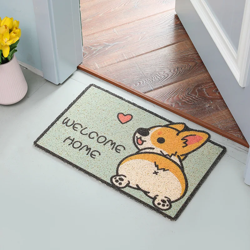 Kids Rug Cartoon Door Mat Room Cat Carpet Household Animals Dog Printing PVC Doormat Bathroom Entrance Anti-Slip Kawaii Rug