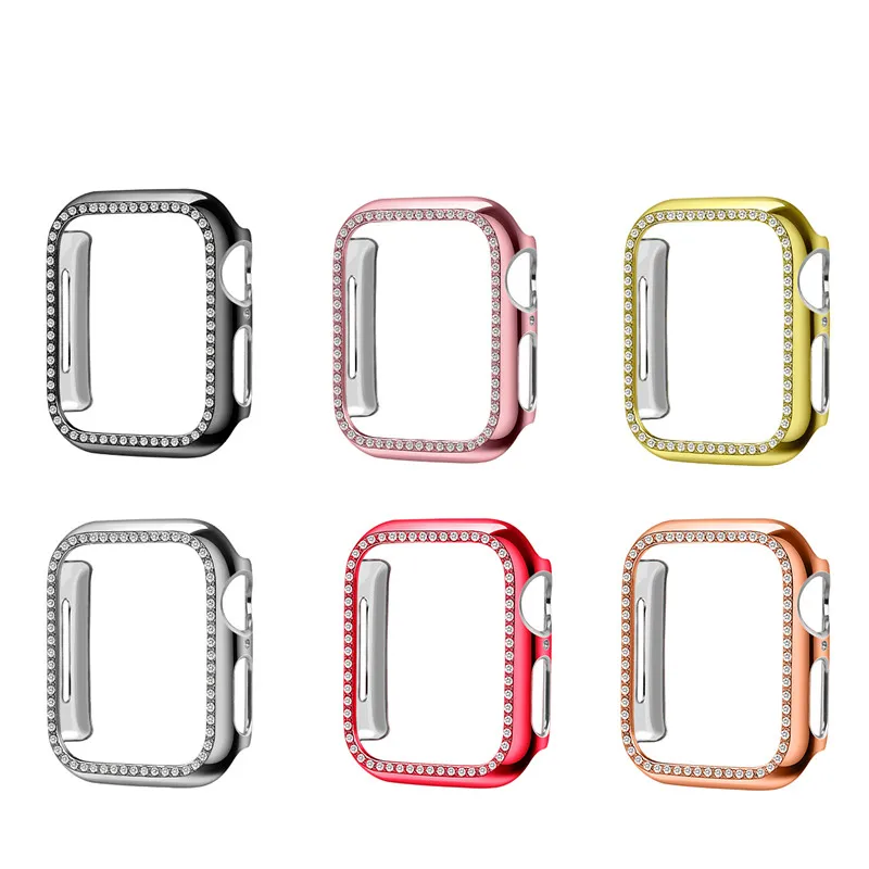 Shinning PC Bumper Protector for Appple Watch 41/45mm 7 6 5 4 40/44mm 38/42mm Cover Case with Bling Rhinestone for iWatch 3 2 1