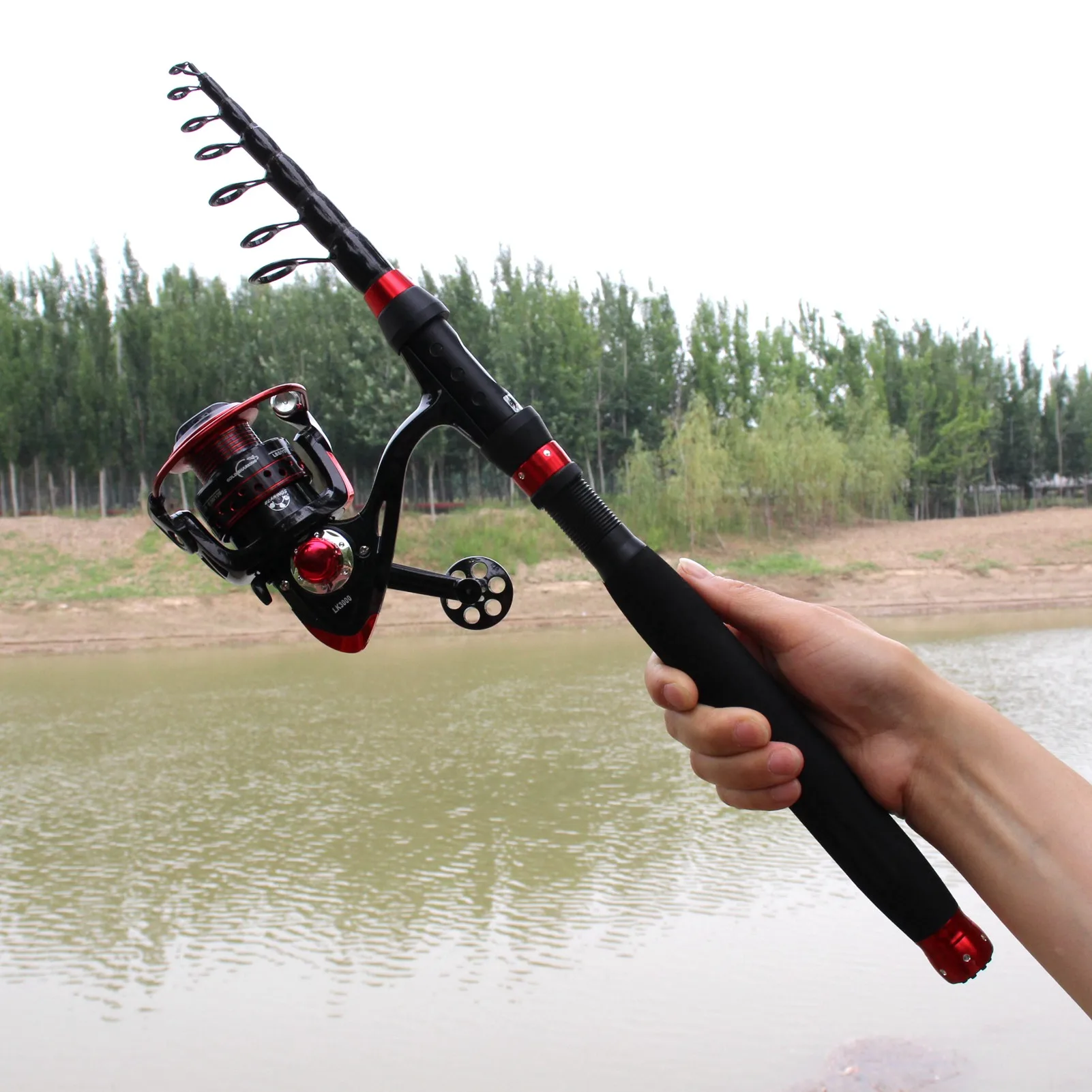 NEW 1.8M-3.0M Carbon Spinning rod Telescopic Fishing Rod and Reel Combo beginner Fishing Tackle set vara de pesca com molinete