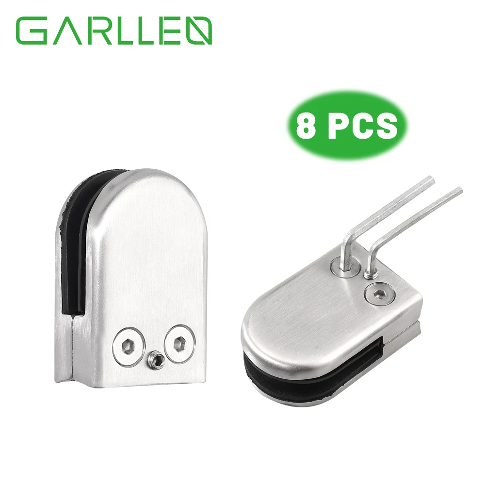 

GARLLEN 8Pcs Glass Clamps 304 Stainless Steel S/M/L Hardware Handrail Glass Clips With Brushed Surface Finish For 6-12mm Panels