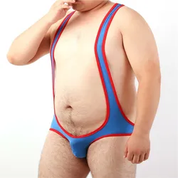 Mens Sexy Undershirt Fetish Gay Big Pouch Briefs Underwear Slim Wrestling Singlet Bodysuit One Piece Jumpsuit Leotard M L XL XXL