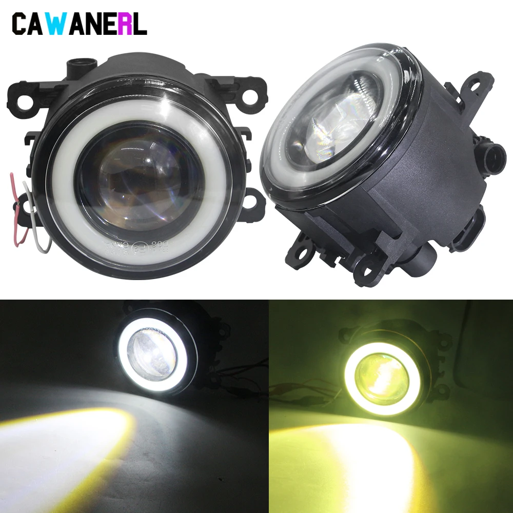 2 X Angel Eye Fog Light Assembly For Fiat 500 Sedici Panda Punto Evo Car Front Bumper LED Lens Fog Daytime Lamp DRL 30W H11 12V