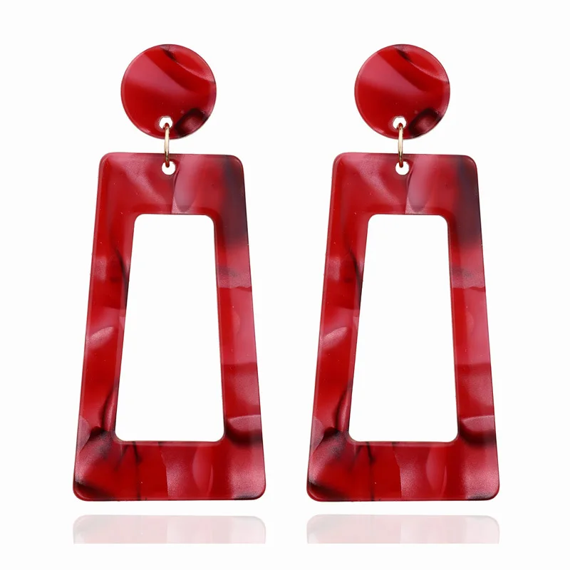 Acrylic Earrings 2020 Big Statement Earrings For Women Resin Oval Square Geometric Earrings Bohemian Jewelry Gift