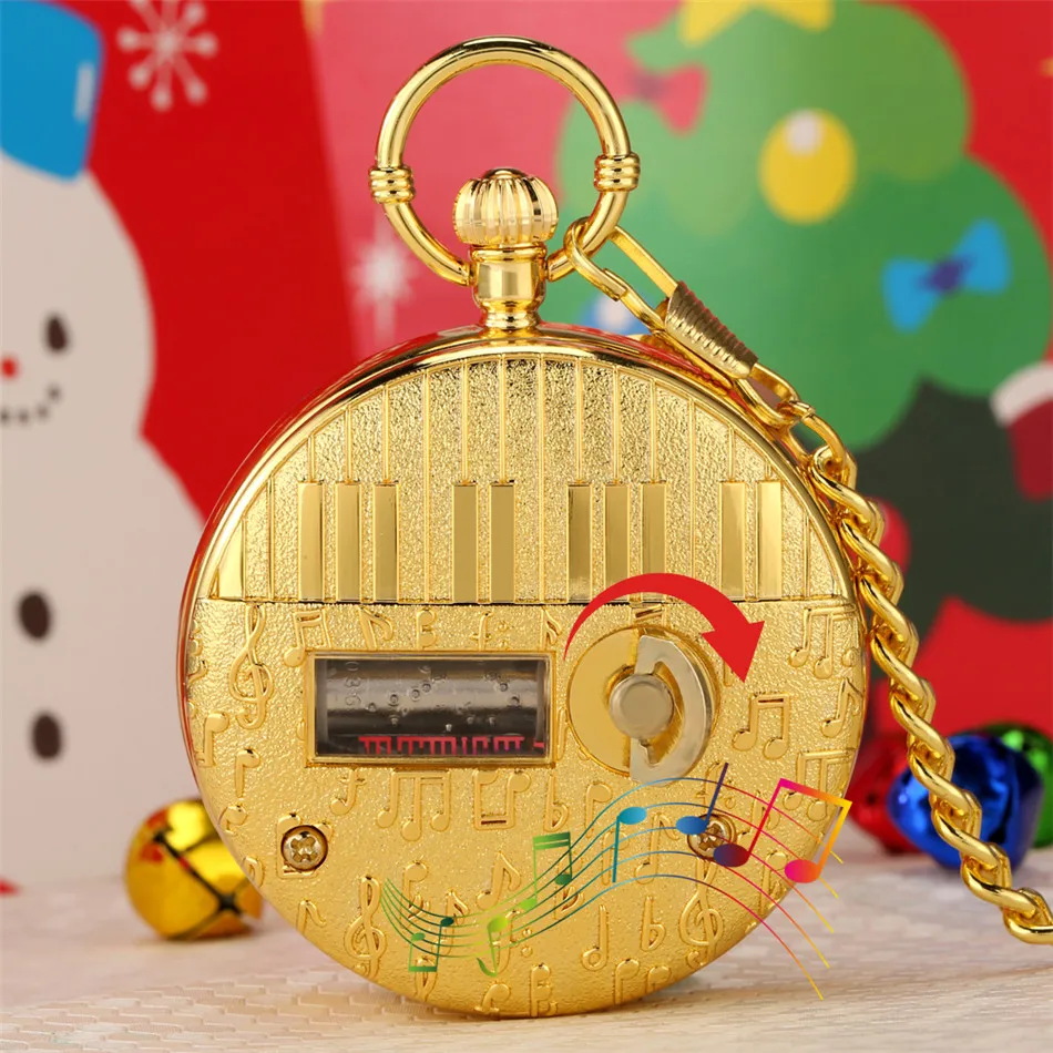 2021 Merry Christmas Musical Pocket Watch New Antique Music Display Pendant Clock Gifts Men Women Kids