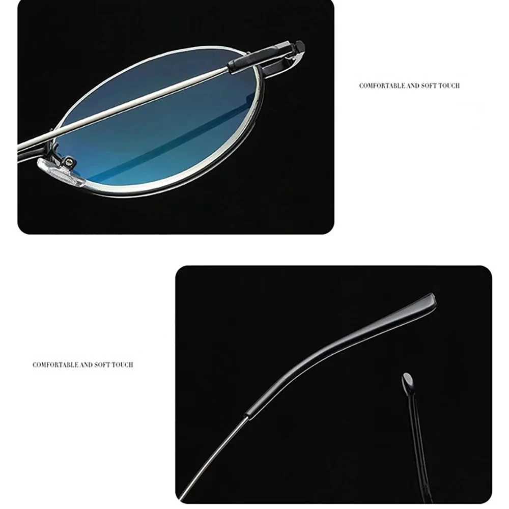 Retro Anti-Blau Licht Lesebrille Oval Design Halb Rahmen Hyperopie Brillen Runde Brille Männer Frauen Flexible Rahmen + 3,5 + 4 – Detail 5