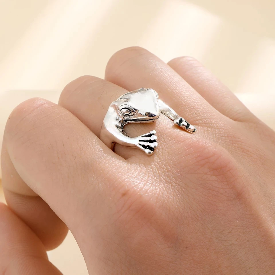 Fashion frog Animal Couple Ring Resizable Adjustable Open Rings For Lovers Women Men Lady Boy Girl Valentine's Day Birthday Gift