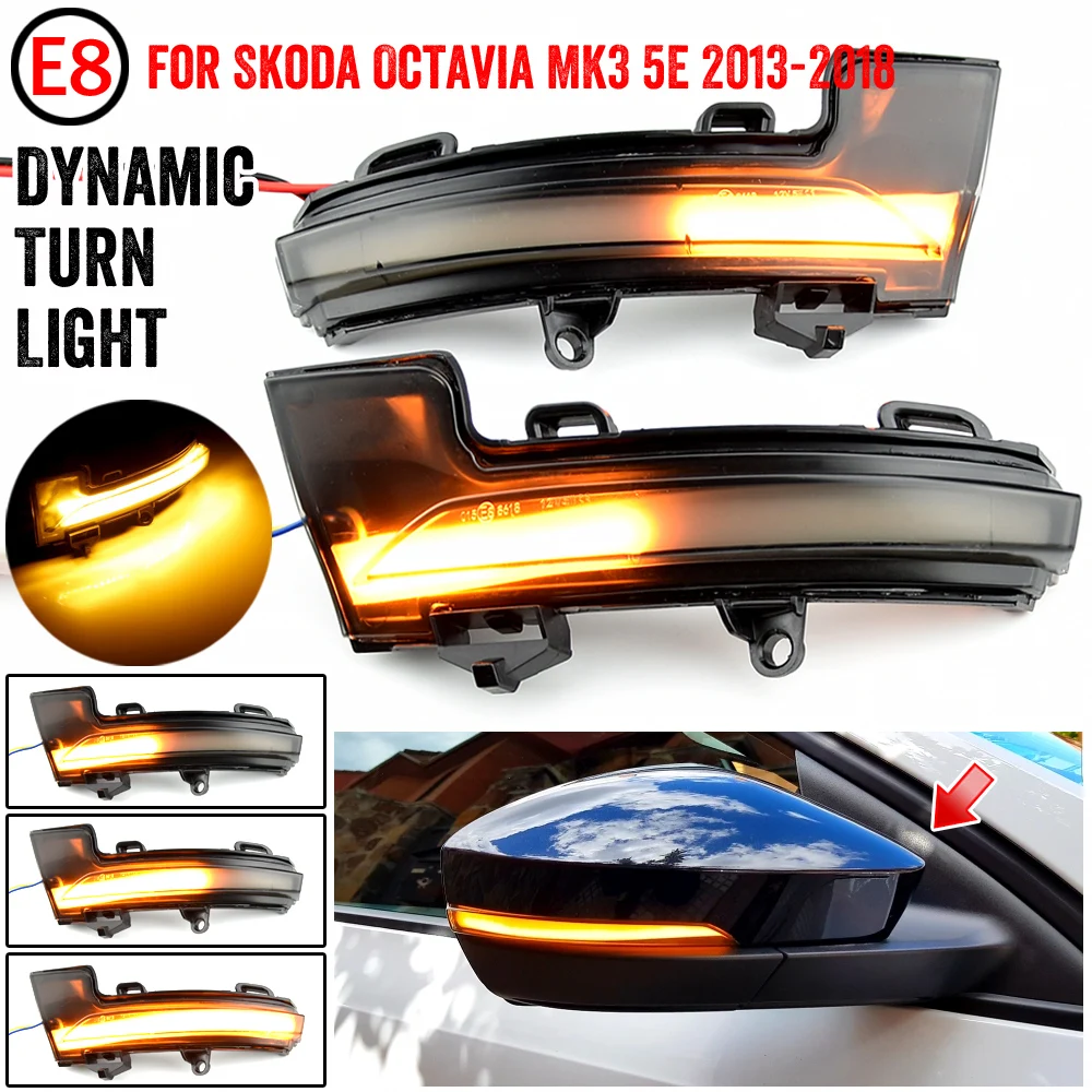 Voor Skoda Octavia Mk3 A7 5E Dynamische Led Richtingaanwijzer Blinker Spiegel Flasher Licht 2014 2015 2016 2017 2018 2019