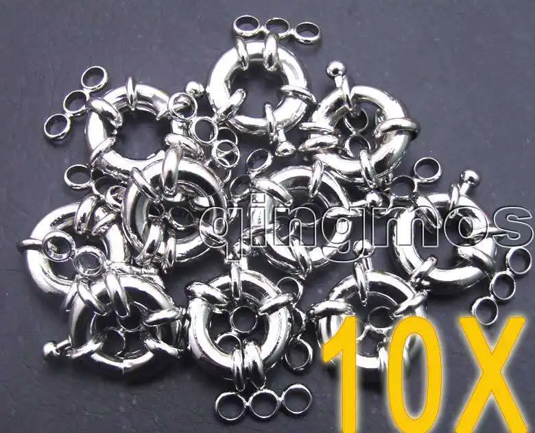 

Qingmos Wholesale 10X Ring Clasp with 18mm Silver Plated Ring Three Strings Clasp for Accessories for Jewelry Gp162