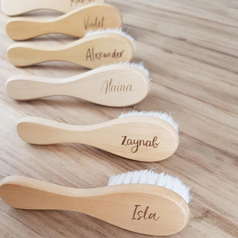 Personalized Newborn Brush Soft Bristles Brush Wooden engraved  Baby Gift Baby Shower and Registry Gift