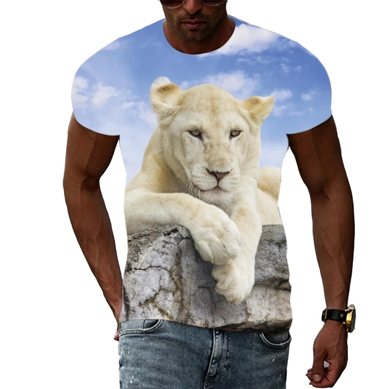 Summer Fashion New King Of The Jungle Lion graphic t shirts For Men 3D Personality Creative Trend Animal Pattern Print T-shirts