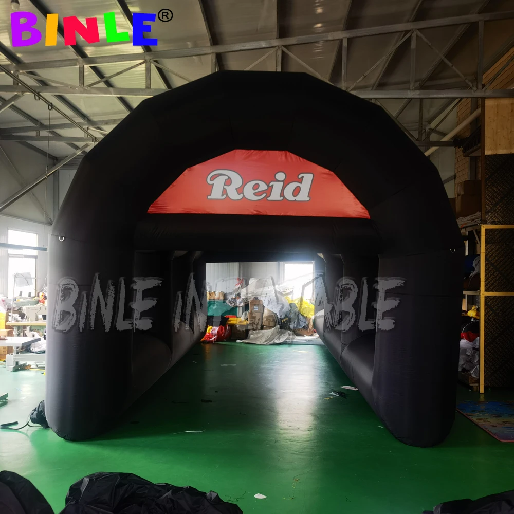 8x4x3.5meters Huge Inflatable Tunnel Tent,Arch Dome Inflatable Tunnel Entrance,Black Marquee Car Cover Garage For Outdoor Event