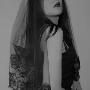 Frauenhochzeitsschleier mit einer Schicht, schwarze Makelle, Stickerei, Blumen, mit Spitze, für Hexen, Cosplay, reines Haarzubehör 12 Hauptverkäufe Mantilha - №4