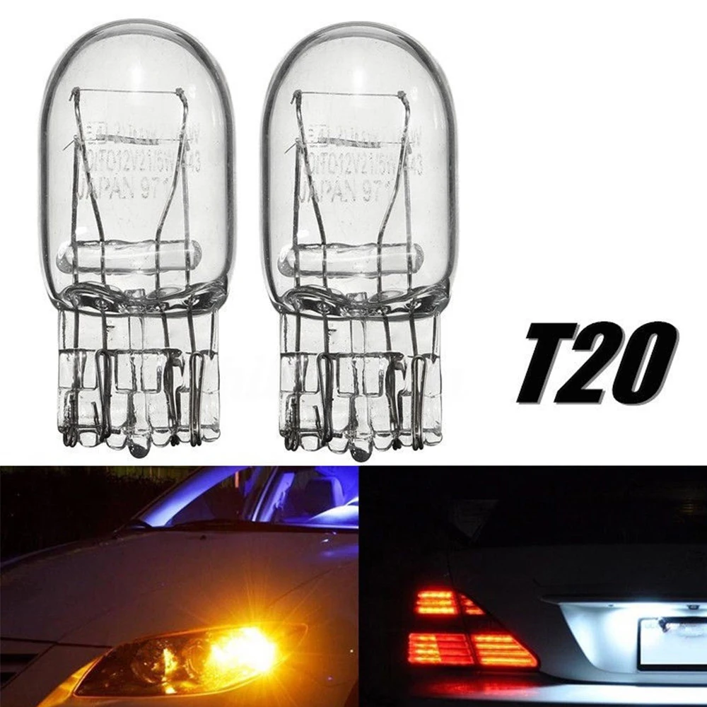 

10pc T20 7443 7440 21/5W Bulbs Double Filaments Halogen Bulb Clear Glass Daytime Running Light Turn Signal Light Brake Taillight