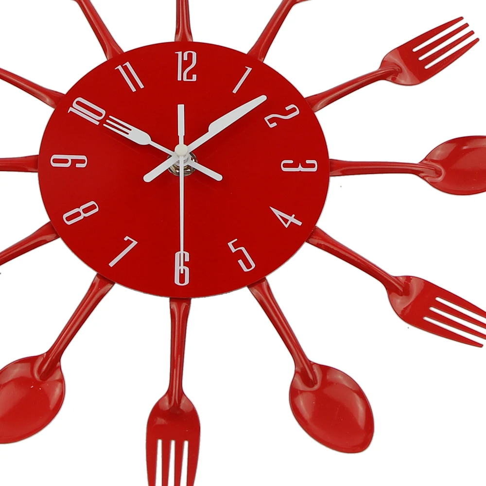 Posate cucina orologio da parete silenzioso posate in acciaio inox orologi coltello e forchetta cucchiaio orologio da parete cucina decorazioni per