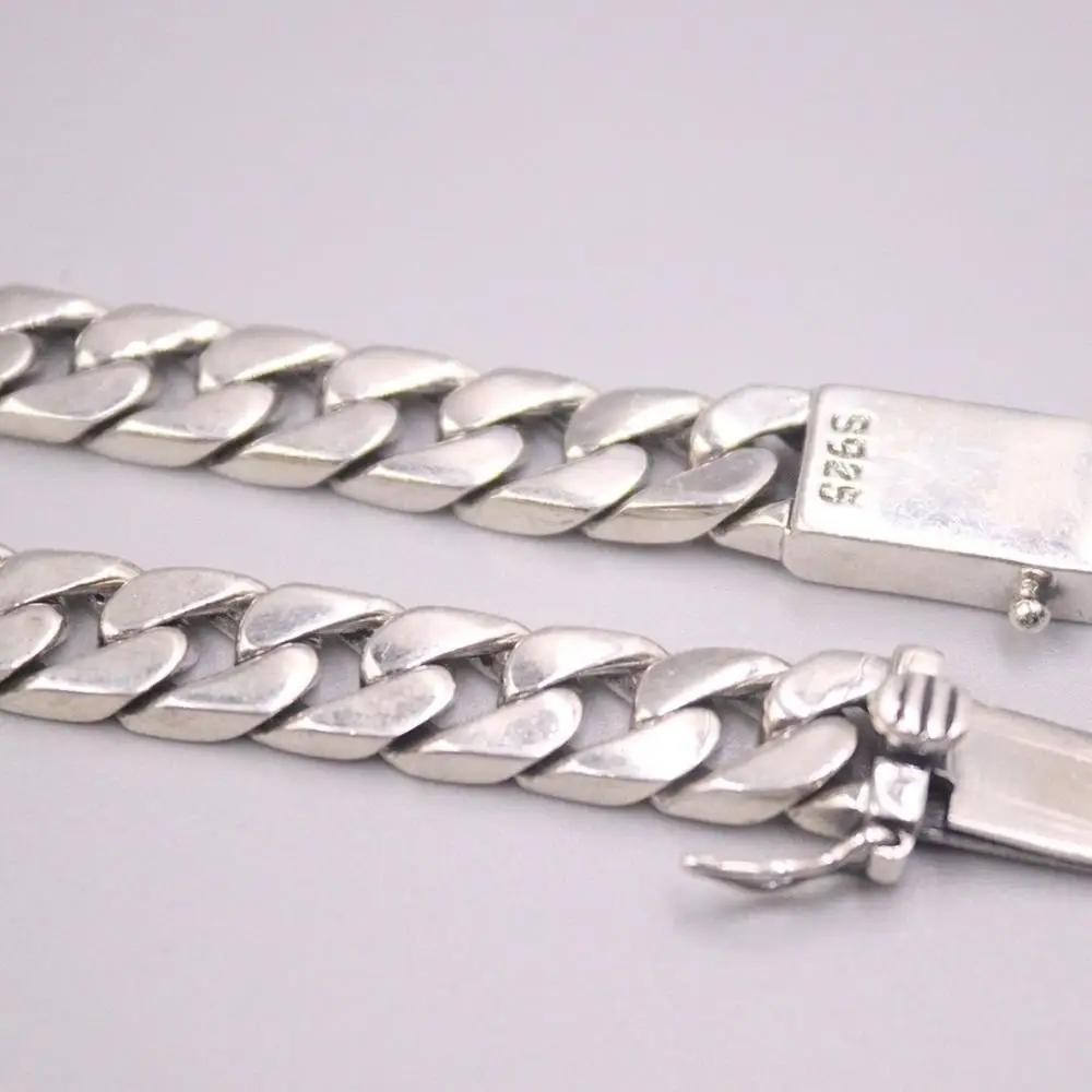 

Pure 925 Sterling Silver Necklace Width 8mm Thick Square Curb Link Chain Necklace 19.68"L About 84g