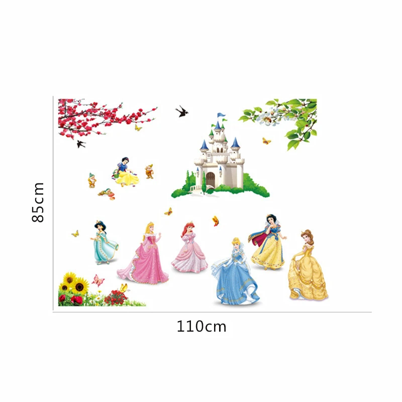 Snow White Princess Castle Wall Sticker For Girls Room Bedroom Home Decor Diy Cartoon Movie Pvc Mural Art Kids Wall Decal