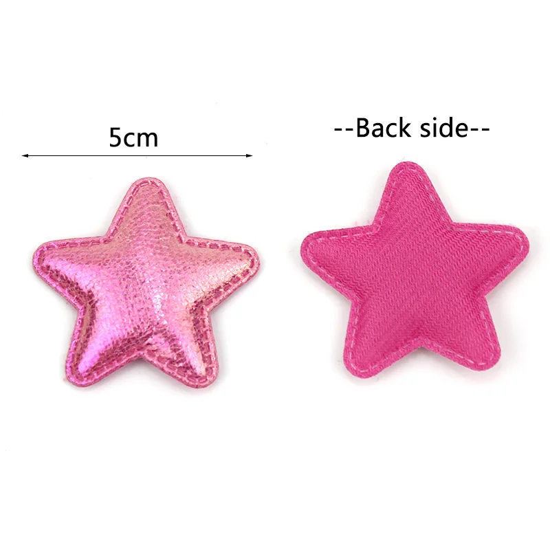 30Pcs 5cm Magic Color PU Leather Star Padded Appliques For Handmade Headwear Hair Clip Crafts Decor Accessories