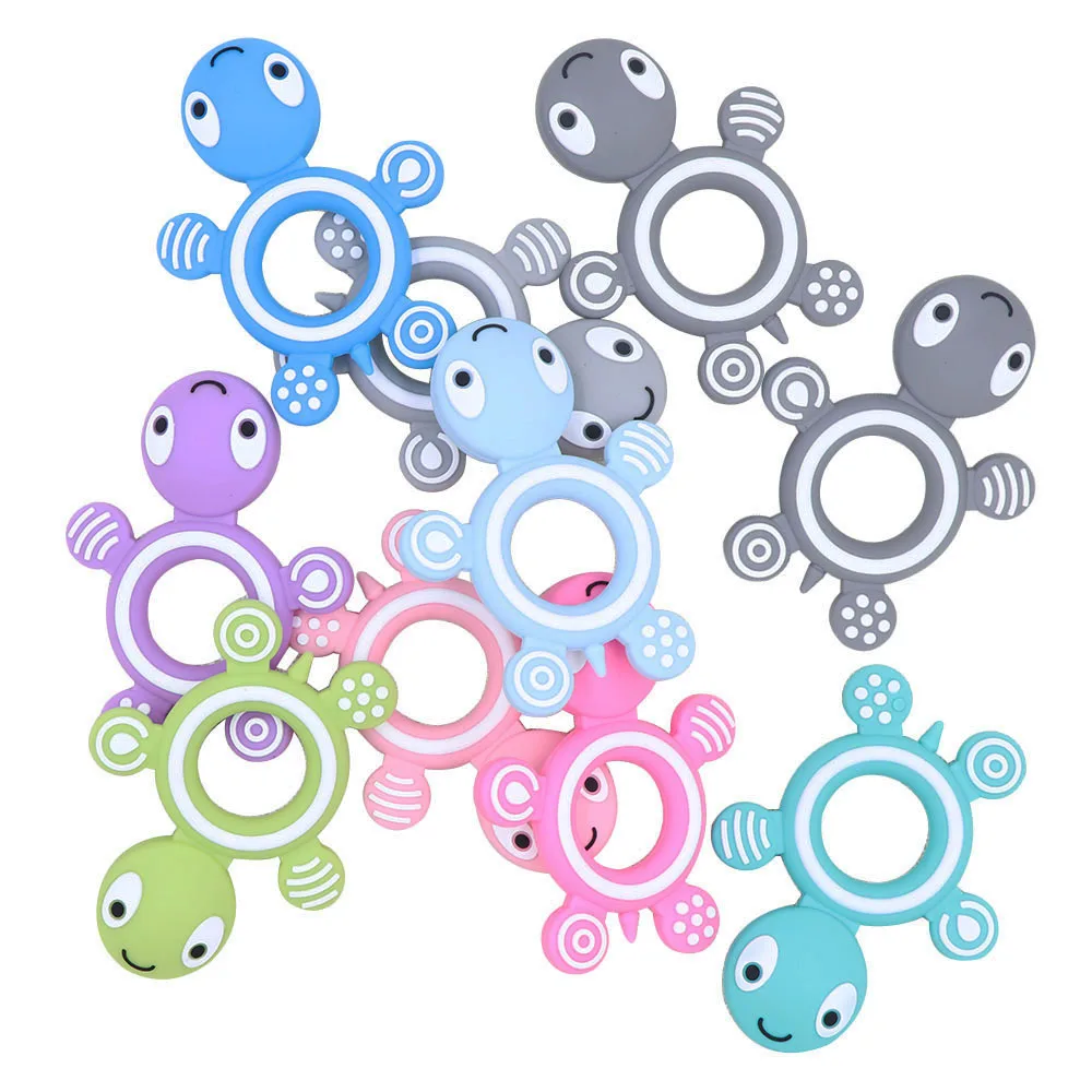BOBO.BOX 1pc Silicone Teethers Food Grade Tiny Rod Teething Necklace BPA Free Baby Chewable Cartoon Animals Turtle Teether Toy