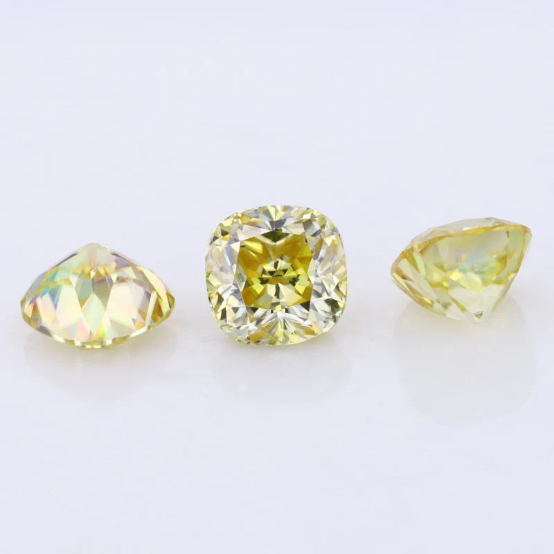 Electroplating  Moissanite Yellow Color Cushion 6X6mm  Loose Moissanites Stone For Ring Setting