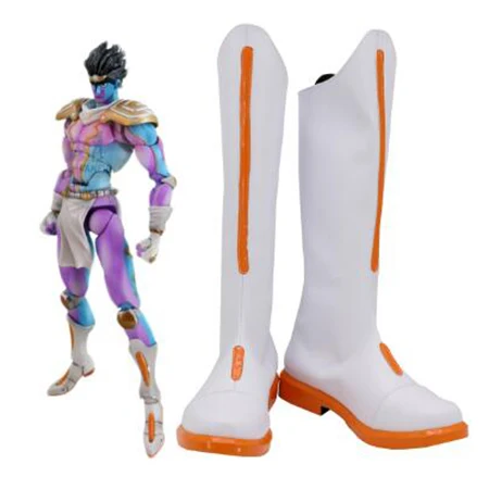 Botas de Cosplay de JoJo's Bizarre Adventure Star Platinum, zapatos blancos para hombres, accesorios personalizados, zapatos de fiesta de Halloween