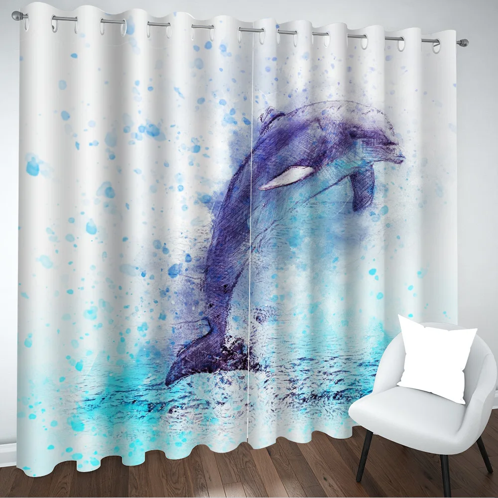 Sailboat Window Curtains for Bedroom Living Room Decor Whale Curtains For Kids Boys Girls Children Compass Print Window Drapes