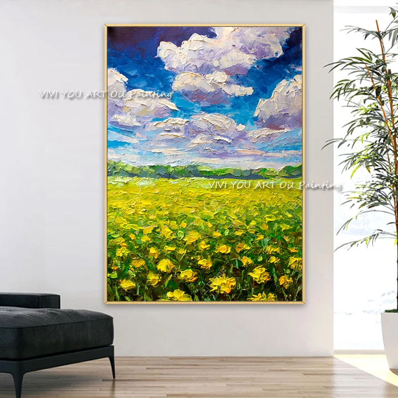 The Top Selling Sky Country View Large Original Abstract Modern Thick Oil Painting Canvas Handpainted Textured Wall Art Unframed